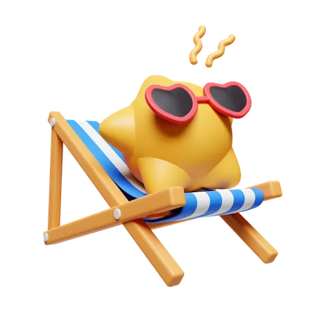 Sun Sitting On Beach Chair  3D Icon