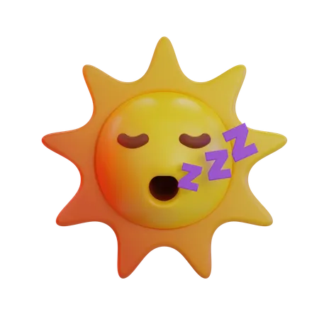 Sun Sleepy Emoji  3D Icon