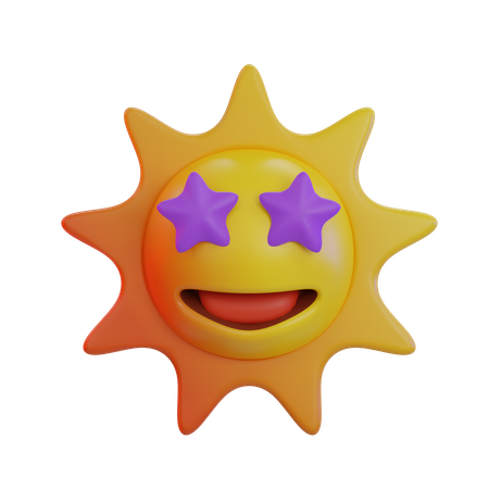 Sun Star Eye Emoji  3D Icon