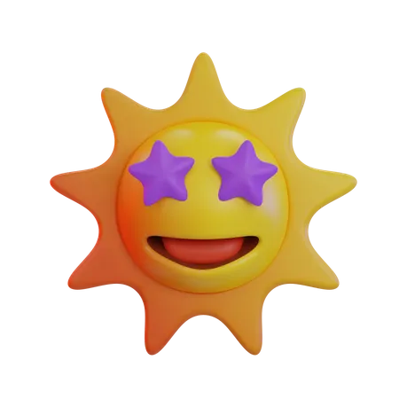 Sun Star Eye Emoji  3D Icon