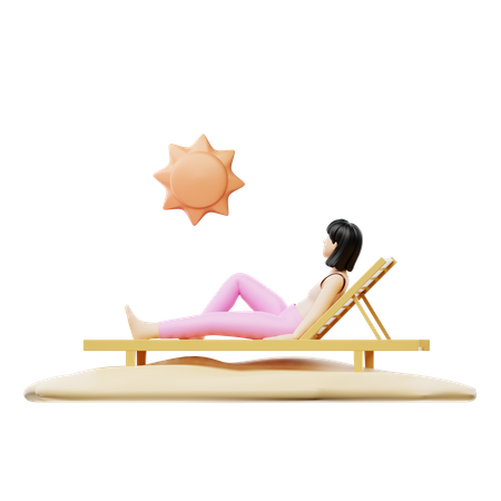 Sun Tanning  3D Icon