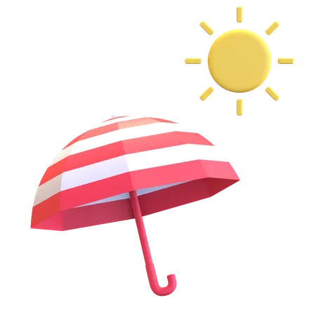 Hot Day Sun Umbrella Weather Icon 3 D Render Illustration 3D Illustration
