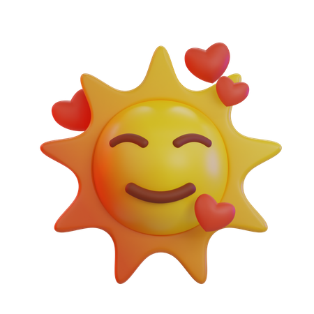 Sun Very Happy Emoji  3D Icon