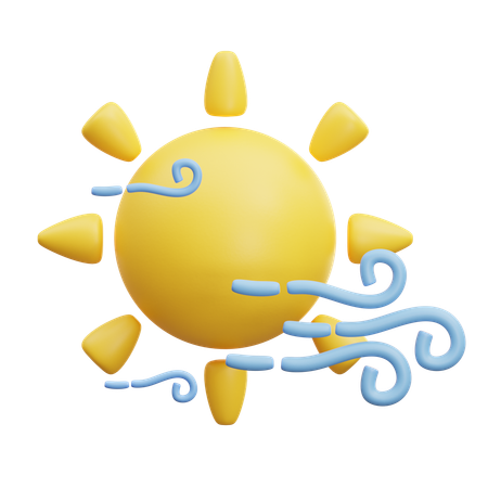 風が吹く太陽  3D Icon