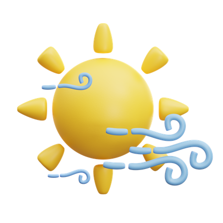 Sun With Blowing Wind  3D Icon
