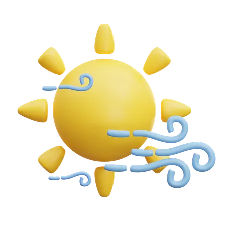 Sun With Blowing Wind  3D Icon