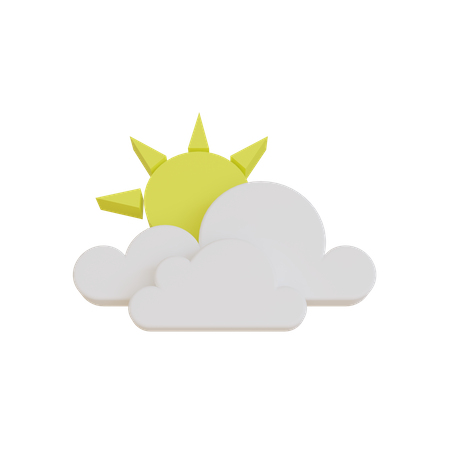 Sun With Cloud  3D Illustration