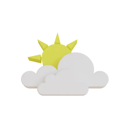 Sun With Cloud  3D Illustration