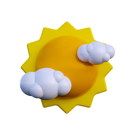 Sun With Cloud  3D Illustration