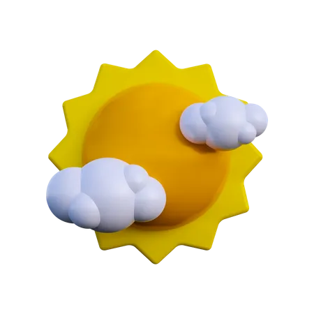 Sun With Cloud  3D Illustration