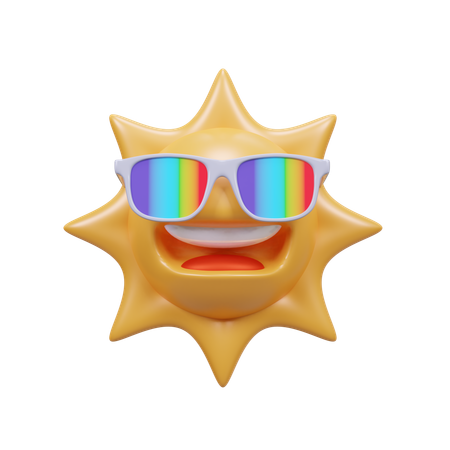 Sun With Glasses  3D Icon