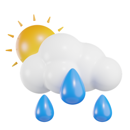 Sun With Rain Light  3D Icon
