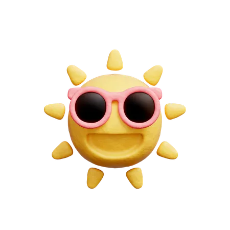 3 D Sun With Sunglasses Summer Beach Element 3D Icon