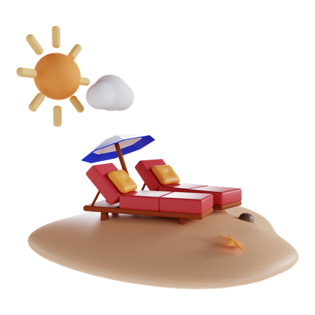 Sunbathing On The Beach  3D Icon