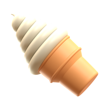 Casquinha de sorvete suave de baunilha sundae  3D Icon