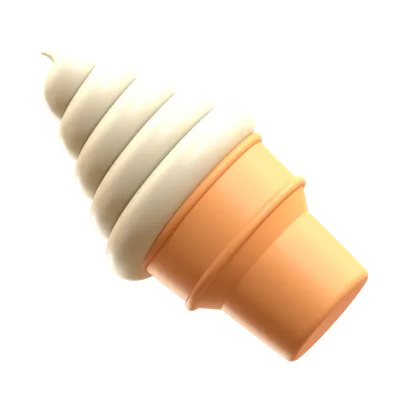 Casquinha de sorvete suave de baunilha sundae  3D Icon