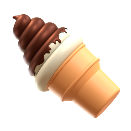 Sundae choco baunilha casquinha de sorvete suave  3D Icon