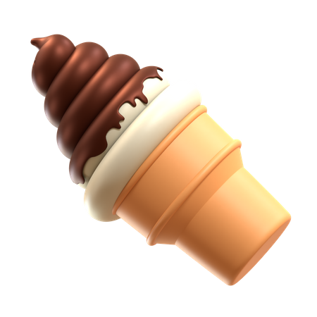 Sundae choco vainilla cono de helado suave  3D Icon