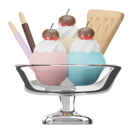 Sorvete de sundae  3D Icon