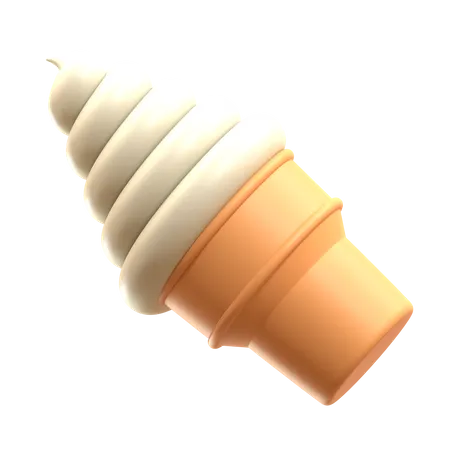 Sundae cono de helado suave de vainilla  3D Icon