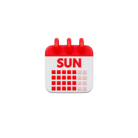 Sunday Calendar  3D Icon