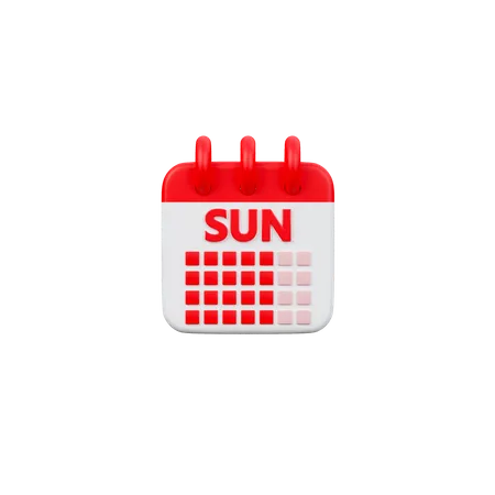 Sunday Calendar  3D Icon