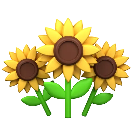 Sunflowers 3 D Icon Illustration 3D Icon