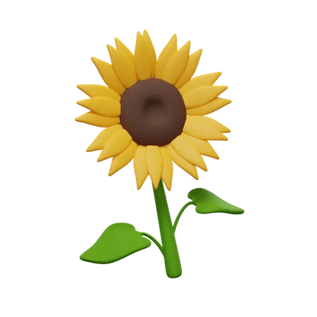 Yellow Cute Sunflower 3 D Render Icon 3D Icon