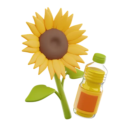 Sunflower And Oil 3 D Render Icon 3D Icon
