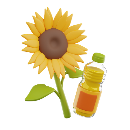 Sunflower And Oil  3D Icon