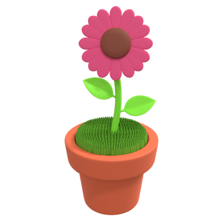 Sunflower Pot  3D Illustration