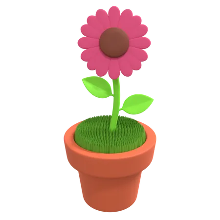 Sunflower Pot 3D Illustration