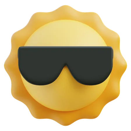 3 D Cheerful Cartoon Sun Wearing Sunglasses 3D Icon