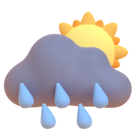 Sunny And Rainy  3D Illustration