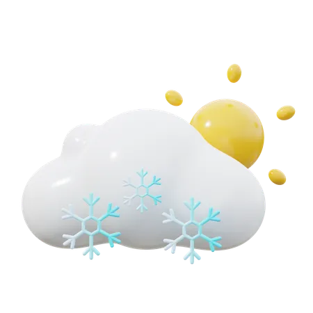 Sunny and snowfall  3D Icon