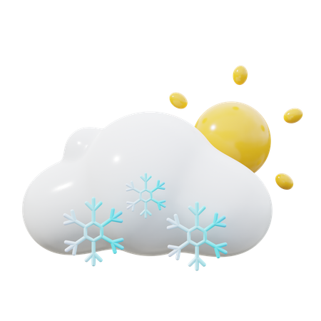 Sunny and snowfall  3D Icon