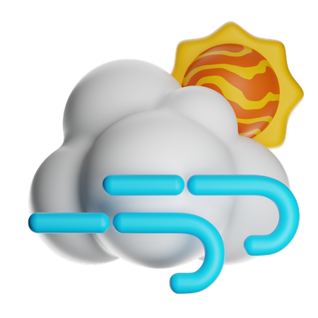 Sunny And Windy  3D Icon