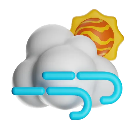 Sunny And Windy  3D Icon