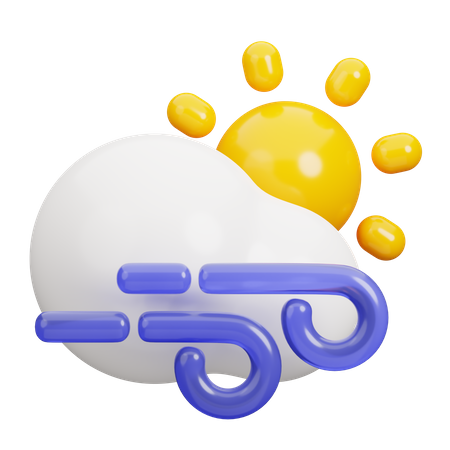 Sunny and Windy  3D Icon