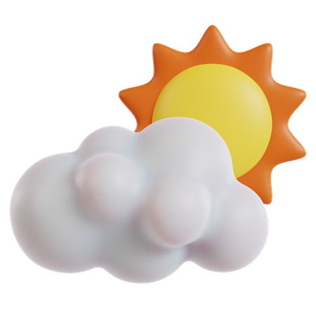 Sunny Cloudy Weather Contrast  3D Icon