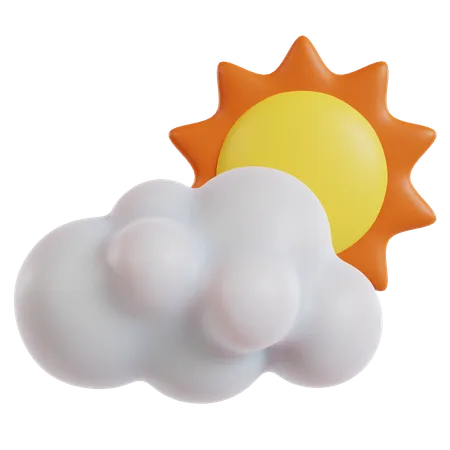 Sunny Cloudy Weather Contrast  3D Icon