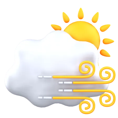 Sunny Cloudy Wind  3D Icon