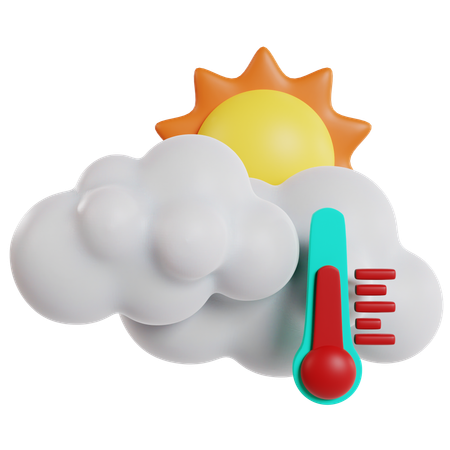Sunny Hot Day Display Temperature  3D Icon