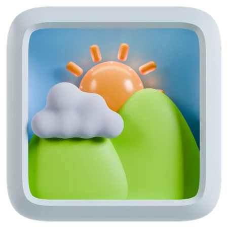 Sunny Landscape App Icon  3D Icon
