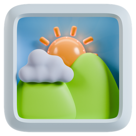 Sunny Landscape App Icon  3D Icon