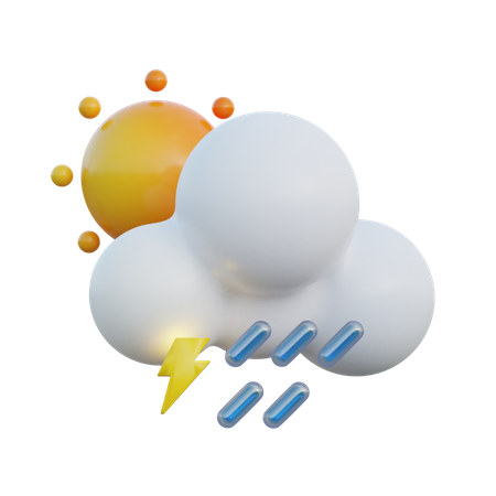 Sunny Rain And Thunder  3D Icon