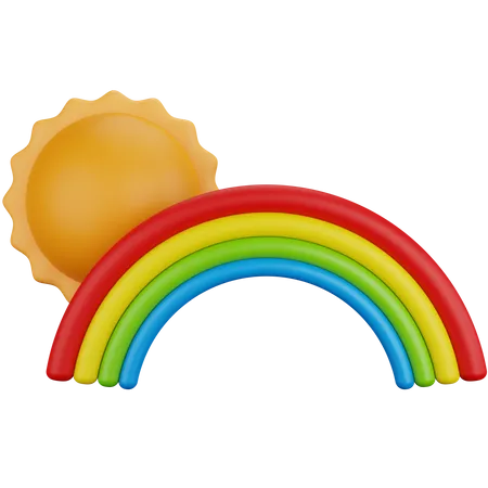3 D Icon Illustration Sunny Rainbow 3D Icon