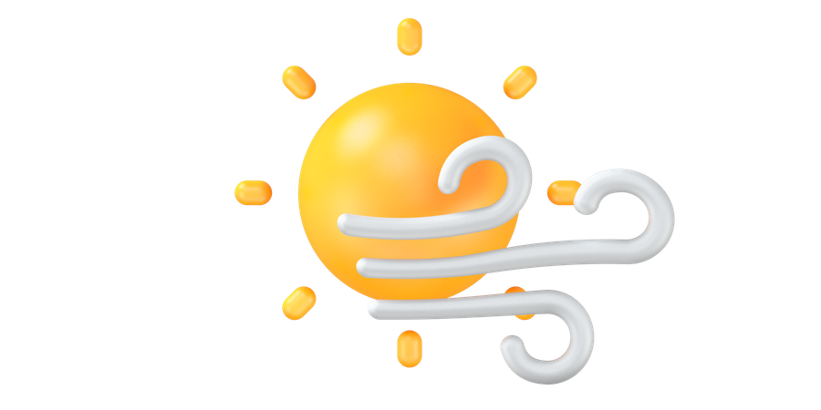 Sunny weather with wind  3D Icon