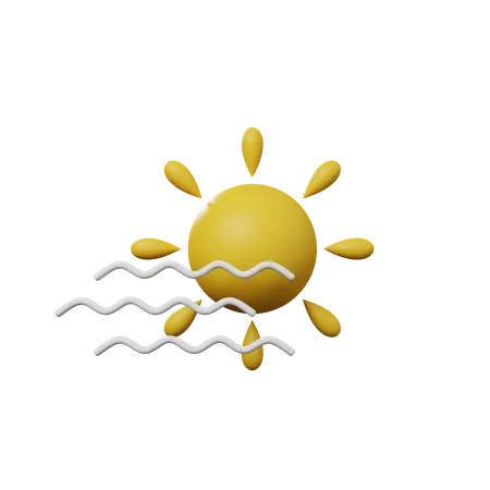 3 D Illustration Of Simple Icon Weather Concept Sunny Windy 3D Illustration