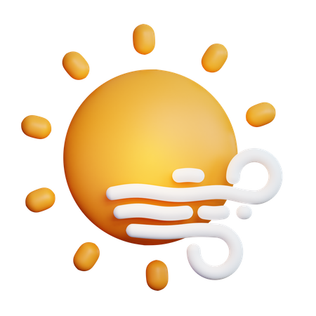 Sunny and windy day. Weather forecast icon. Meteorological sign. 3D render.  12066506 PNG